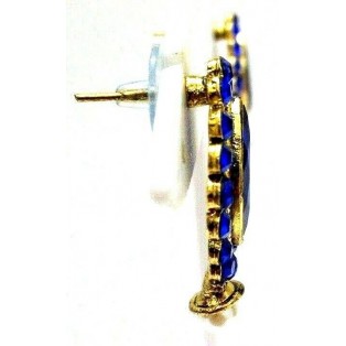 Gold Oxidized Women Earring Stud Jewelry PushBack Classy Gift-Rhinestone Bead 20